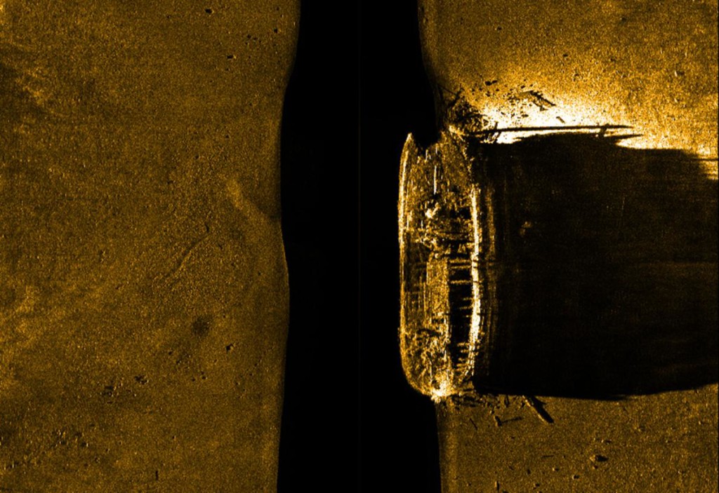Sonar reveals the mostly intact remains of H.M.S. Erebus, one of two vessels from Sir John Franklin’s expedition that became icebound in 1846. The second ship, H.M.S. Terror, has yet to be found. PHOTOGRAPH BY PARKS CANADA, EPA