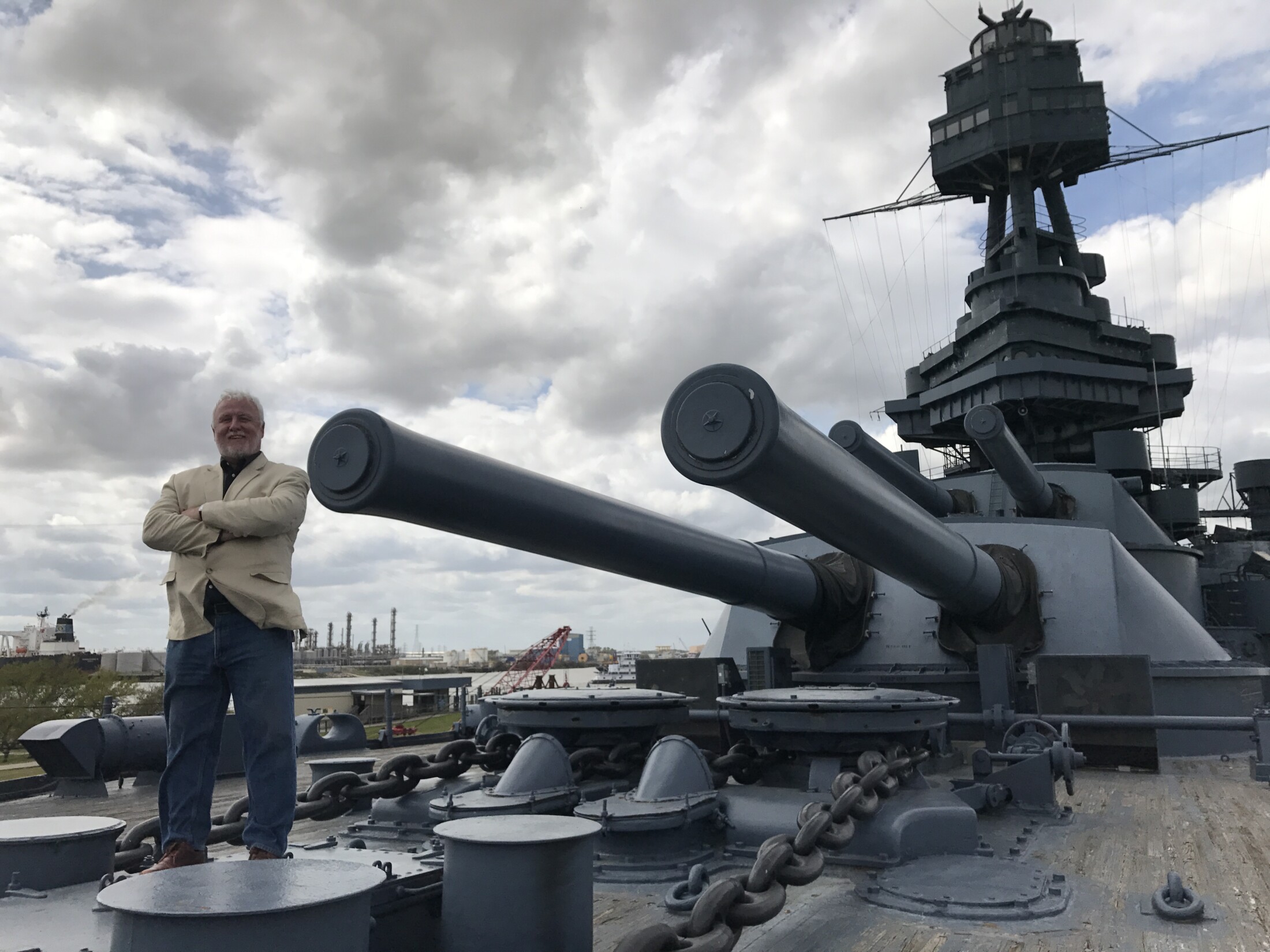 Jim On The Deck Of USS Texas In Galveston During Drain The Oceans Filming