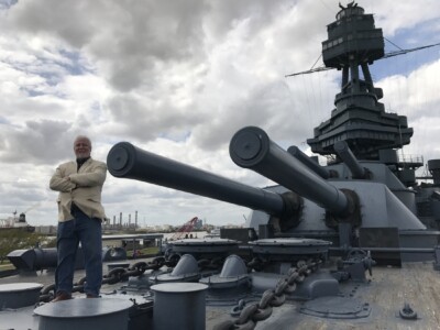 Jim on the Deck of USS Texas In Galveston During Drain The Oceans Filming